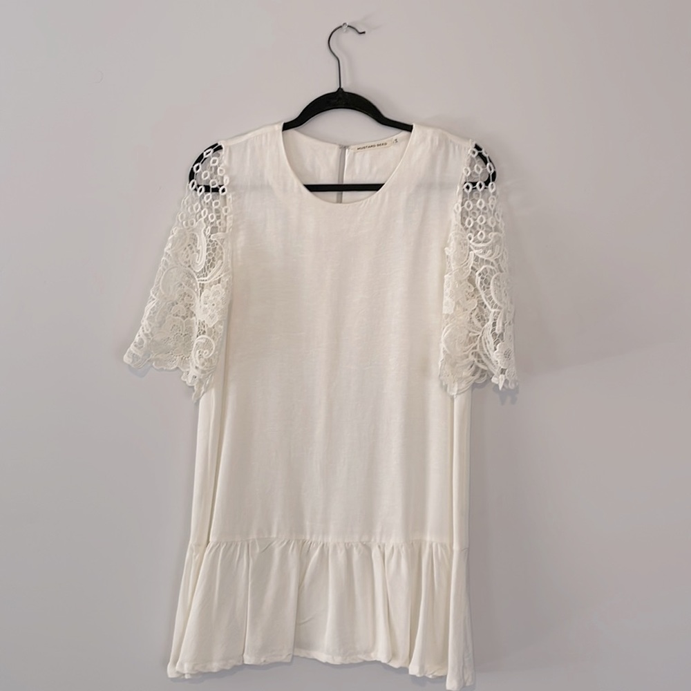 Mustard Seed flowy off white dress - size Small.
